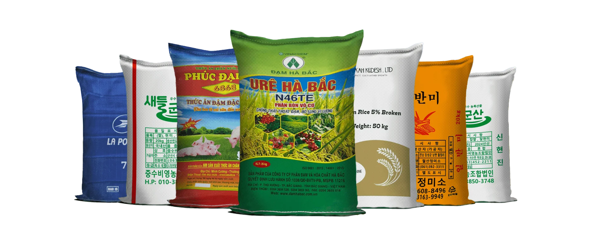 Các mẫu bao bì PP dệt in màu của Hiếu Linh: bao gạo, bao phân bón, bao thức ăn chăn nuôi